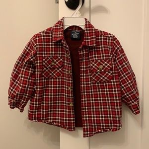 Boys red & white plaid button down shirt/jacket